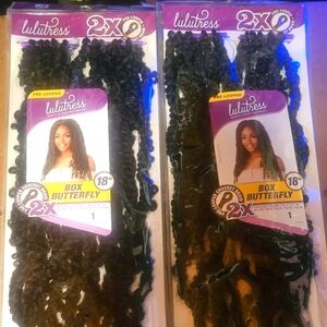 Box 2x Butterfly Hair Extensions 18" - Black Include 4-2x Packages Of Hair
